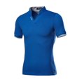 thumbnail image 1 of Athletic Tops Fashion Mens Casual Solid Short Sleeve Turn-down Collar T-Shirt Blouse Tops Beach Shirts For Men,Blue,XL, 1 of 4