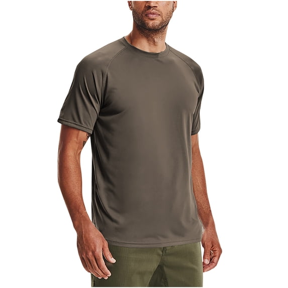 Athletic Tops for Men Summer Solid Color Fitting Sport Train Short Sleeved Round Neck Shirts
