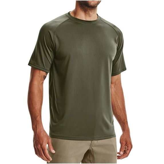 Tops for Men Summer Solid Color Fitting Sport Train Short Sleeved Round Neck Shirts