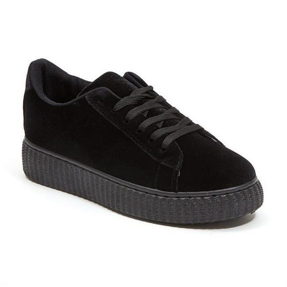Athletic Velvet Fashion Sneaker Shoes, Black - Size 6