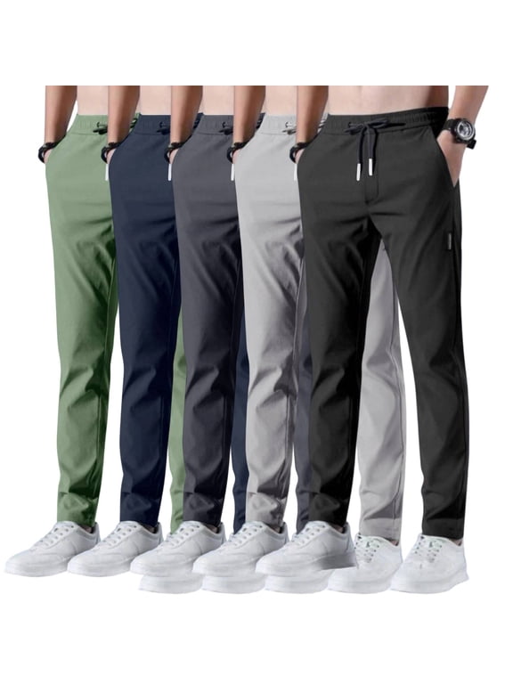Athletic Workout Pants with Pocket - Men's Quick Dry Stretch Elastic Waist Jogger Track Pant for Running Summer B Light Gray M