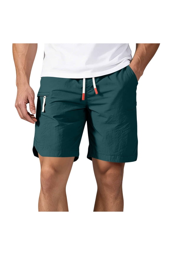 Athletic Workout Shorts for Men Swim Trunks with Zip Pockets Quick Dry Lightweight Beach Shorts Plain Regular Fit Running Short Pants Summer Bathing Suit Drawstring Surfing Boardshorts