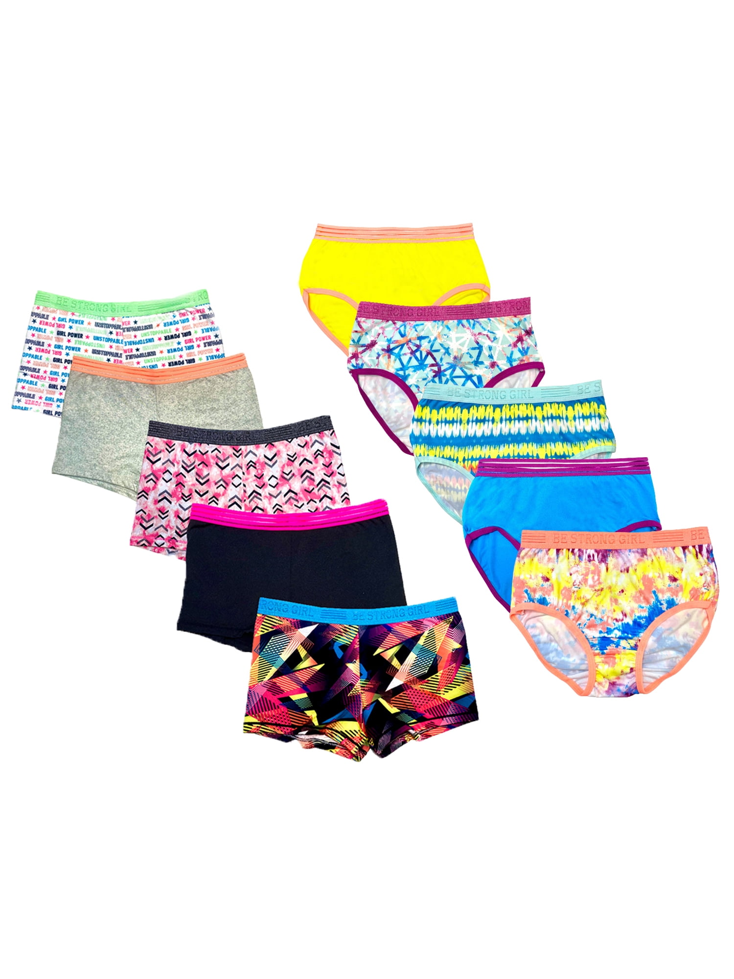 Athletic Works Girls' Underwear, 10-Pack Seamless Briefs (Little