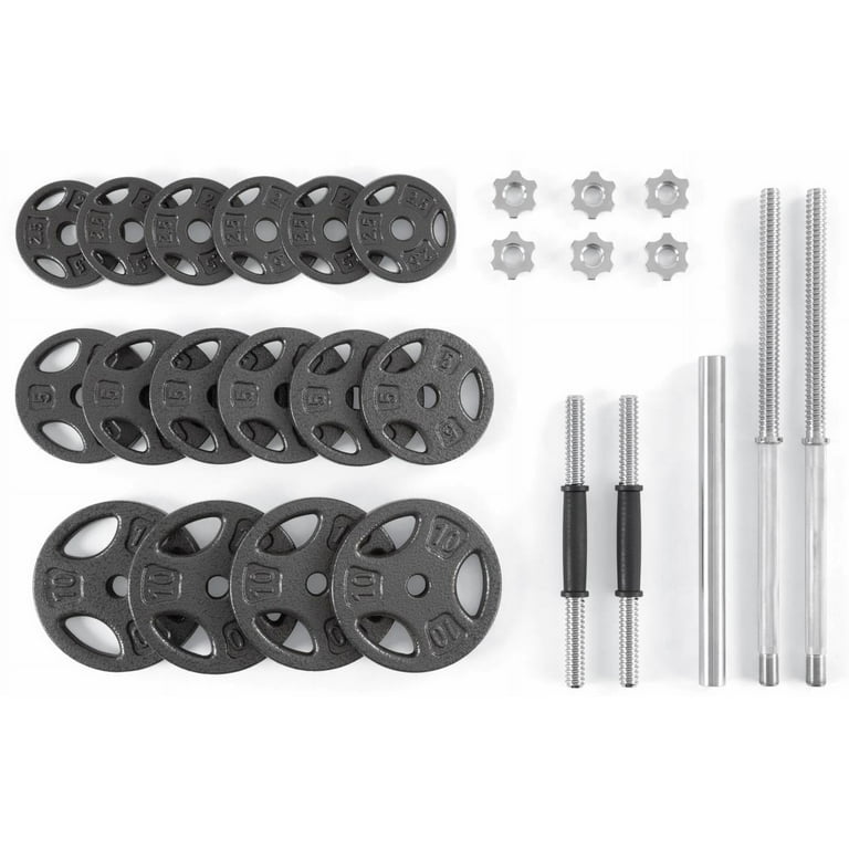 Athletic Works 100LB Black Cast Iron Standard Weight Plate Sets Used as Both Dumbbell and Barbell Walmart