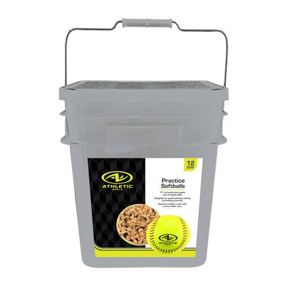 Athletic Works 11-inch Fastpitch Leather Softballs - 1 Dozen Bucket