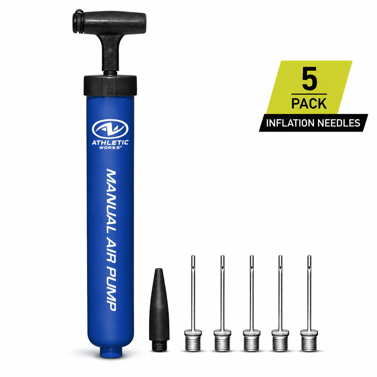 Athletic Works 12" Manual Air Pump + 5 Pack Inflation Needle