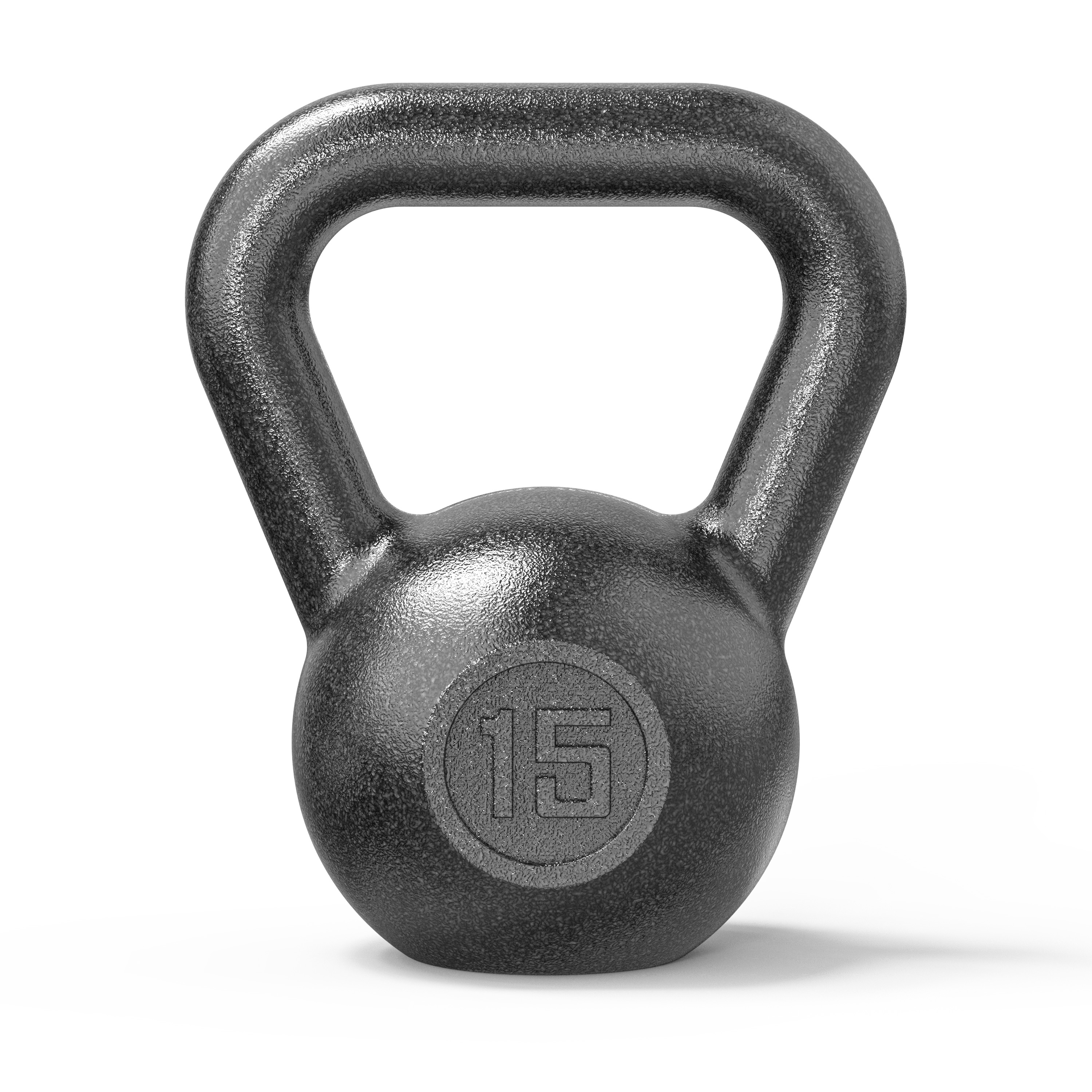 Athletic Works 15lb Kettlebell, Casting Iron, Durable Hammertone Finish, Black