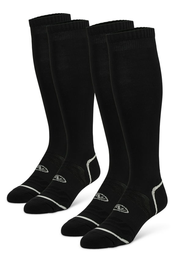 Athletics Works Soccer Socks Black Unisex, Men's Large 8-12.5, 2 pack