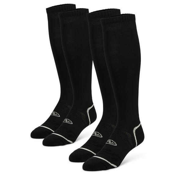 Athletics Works Soccer Socks, Black Unisex Small Youth 10-4.5, 2 pack