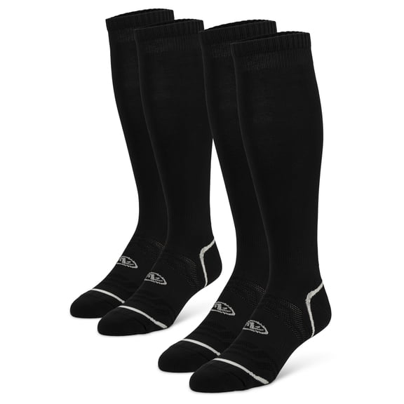 Athletic Works Soccer Socks, 2 Pack Black Unisex, Extra Small, Youth 4-10