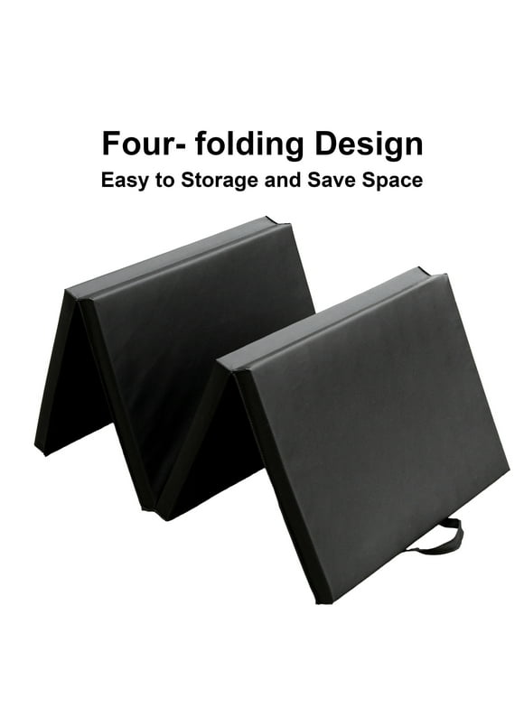 Athletic Works 2ftx6ft Four-Folding High-Density EPE Foamed Exercise Mat, Black,1.55 inch Thickness