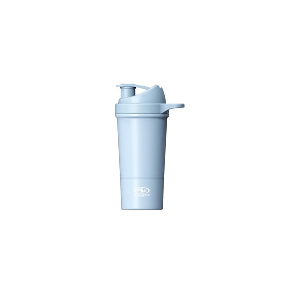 24oz Blue Stainless Steel Protein Drink Shaker Bottle with Powder Compartment, by Athletic Works