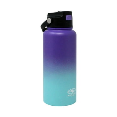 Athletic Works 32oz SS Bottle w/Flip Straw Lid, Purple/Aqua Ombre