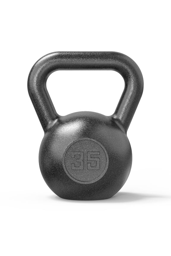 35lb Kettlebell, Casting Iron, Durable Black Hammertone Finish, Black