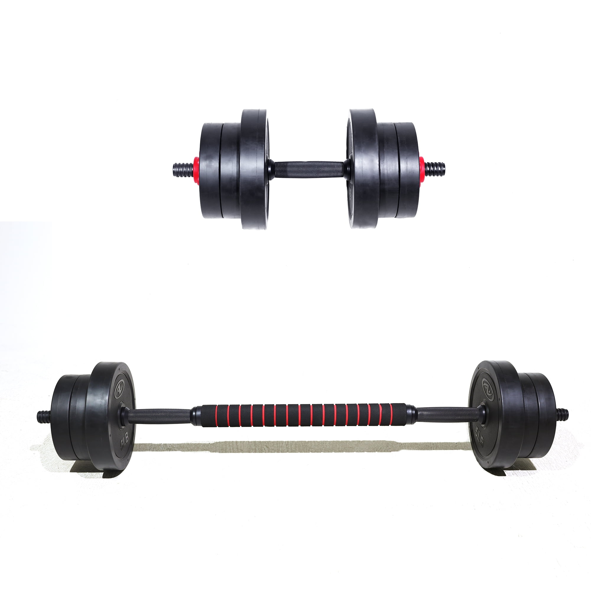 Athletic Works 40LB 5 in 1 Adjustable Dumbbell Set , Fitness Exercises for Home Gym, Black