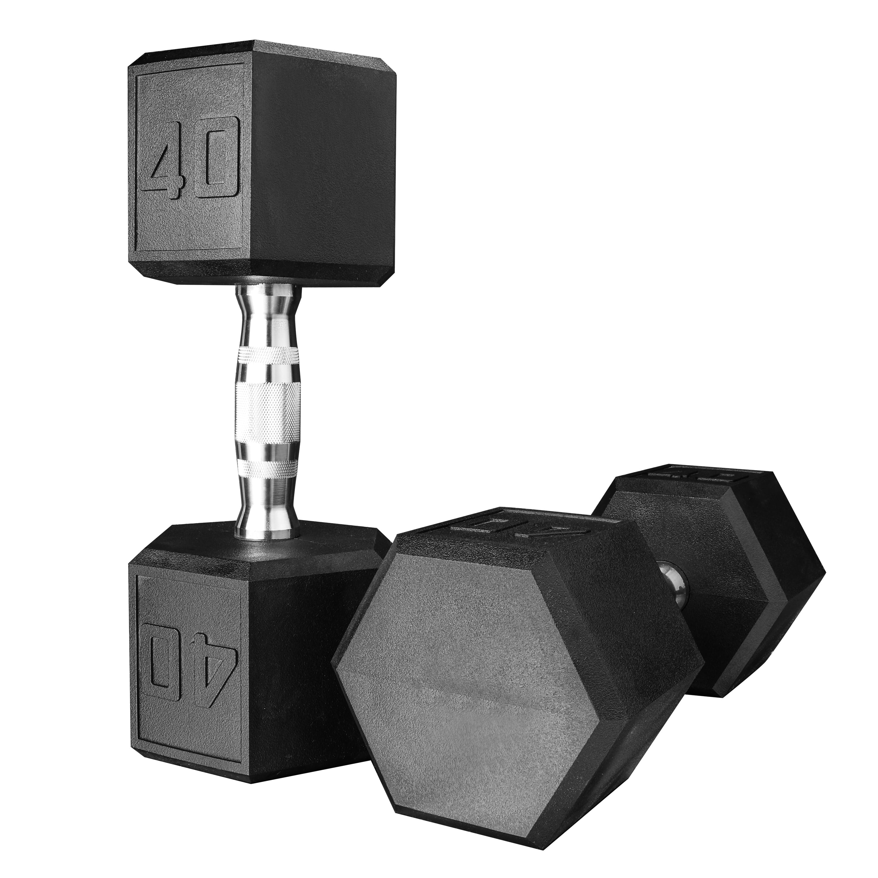 Athletic Works 40 lb Hex Dumbbell, Single Weight, Black