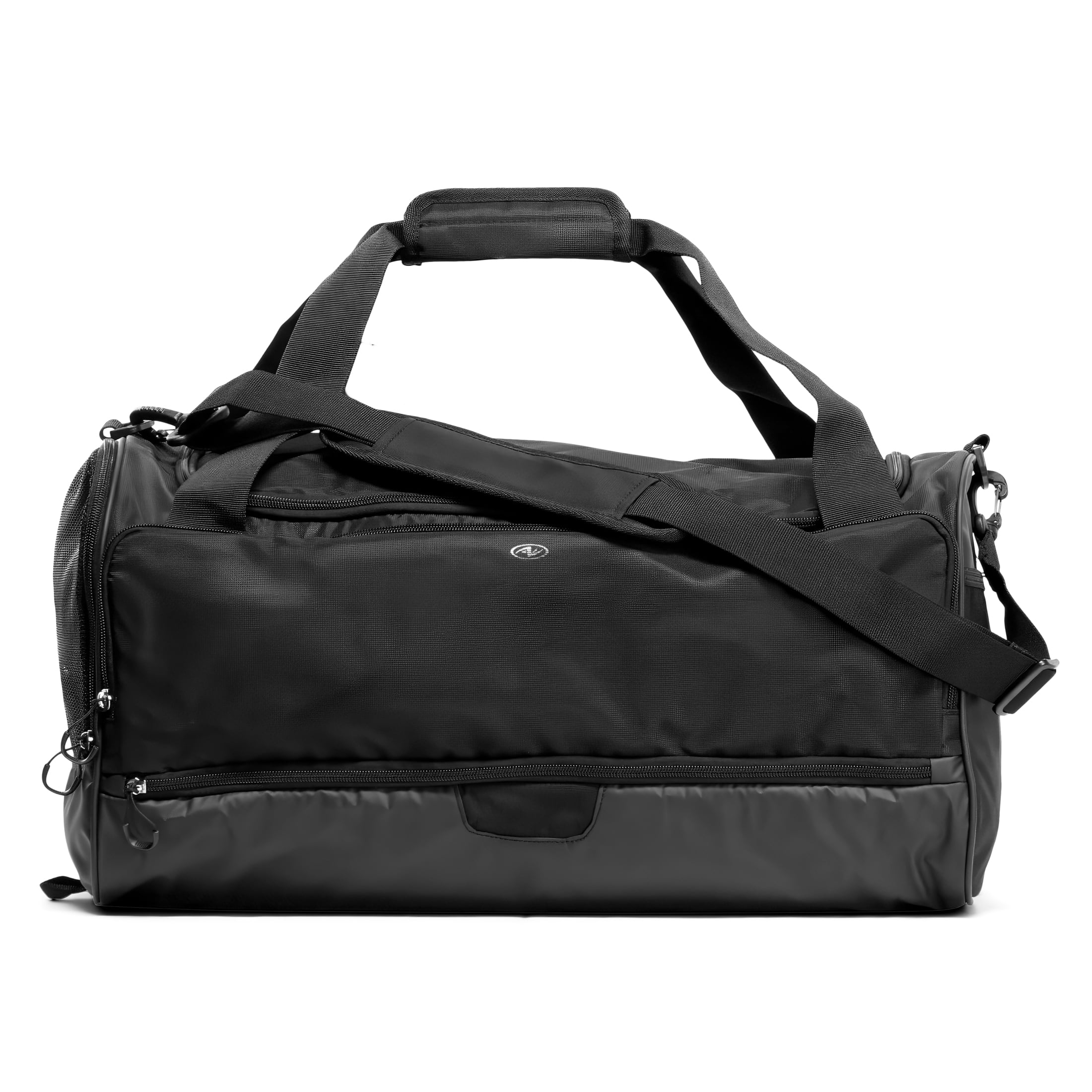 Shoe Compartment Sports Duffel Bag, Black