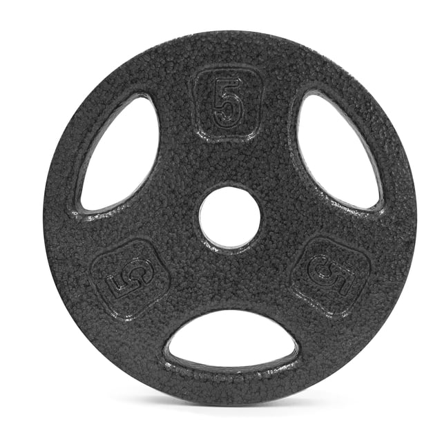 Athletic Works 5lb Black Cast Iron Weight Plate for Barbell Workout and ...