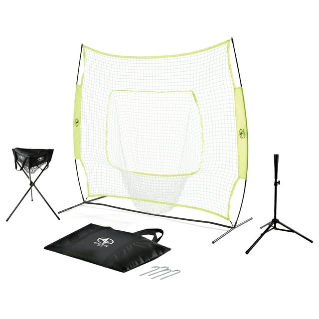 Athletic Works 7ft x 7ft Hit Pitch Training Net, Portable for All Skill