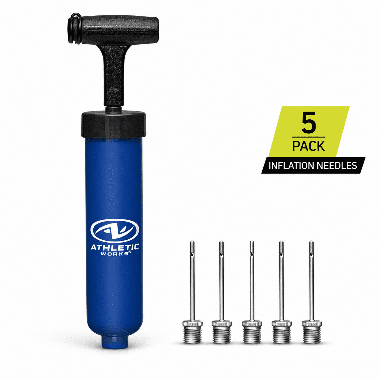 Athletic Works 8" Manual Air Pump + 5 Pack Inflation Needle