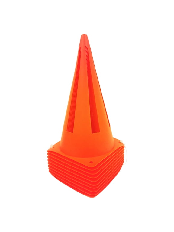 9" Orange Field Cones 10 Pack, Durable PVC Material, 5.25" Square Base, 1.25 lbs, New