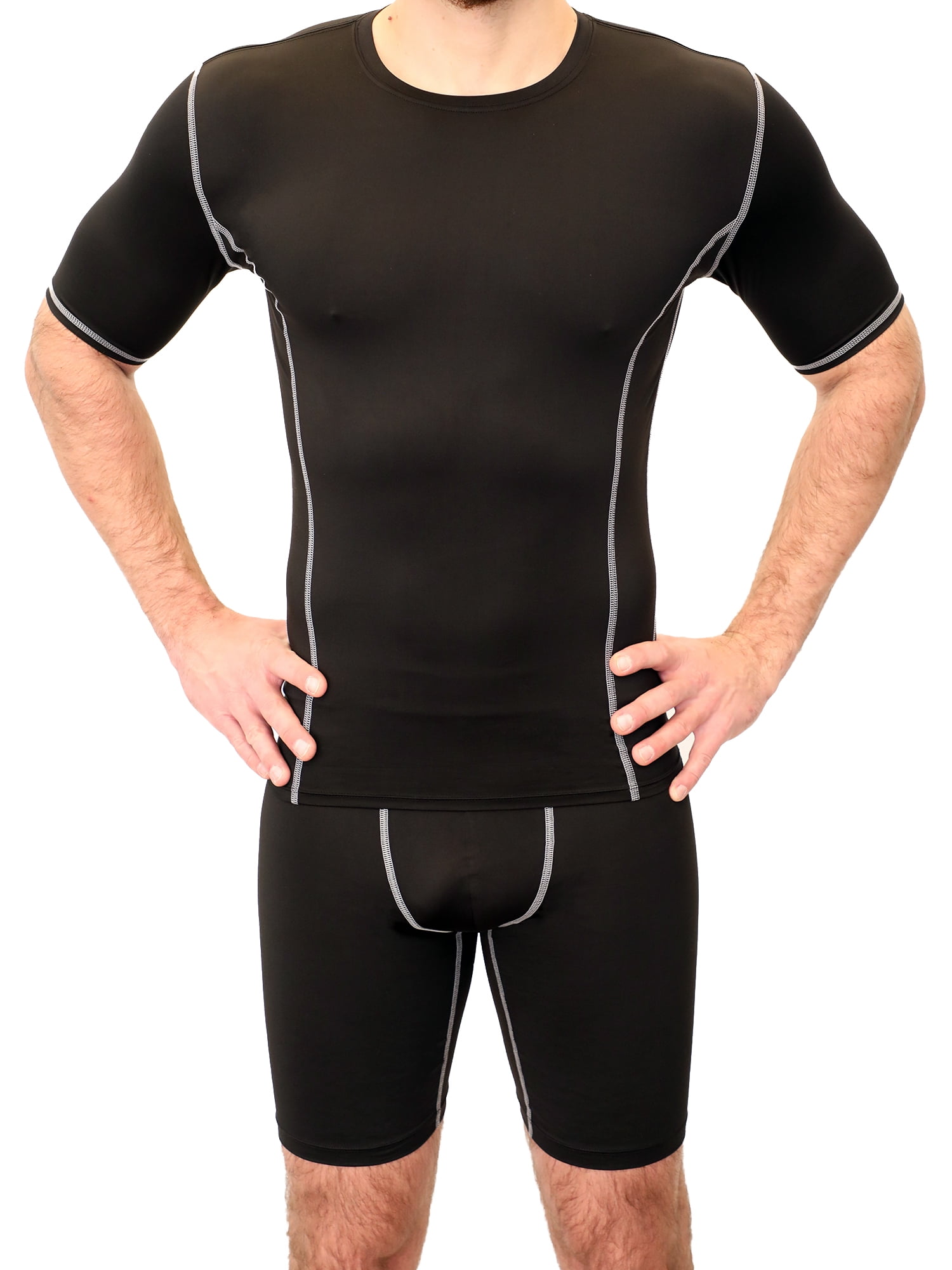 Athletic Works Adult Compression Crewneck Tee, Large, Black, Unisex, 1 Pack