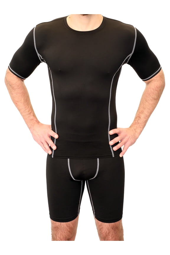 Adult Compression Crewneck Tee, Large, Black, Unisex, 1 Pack