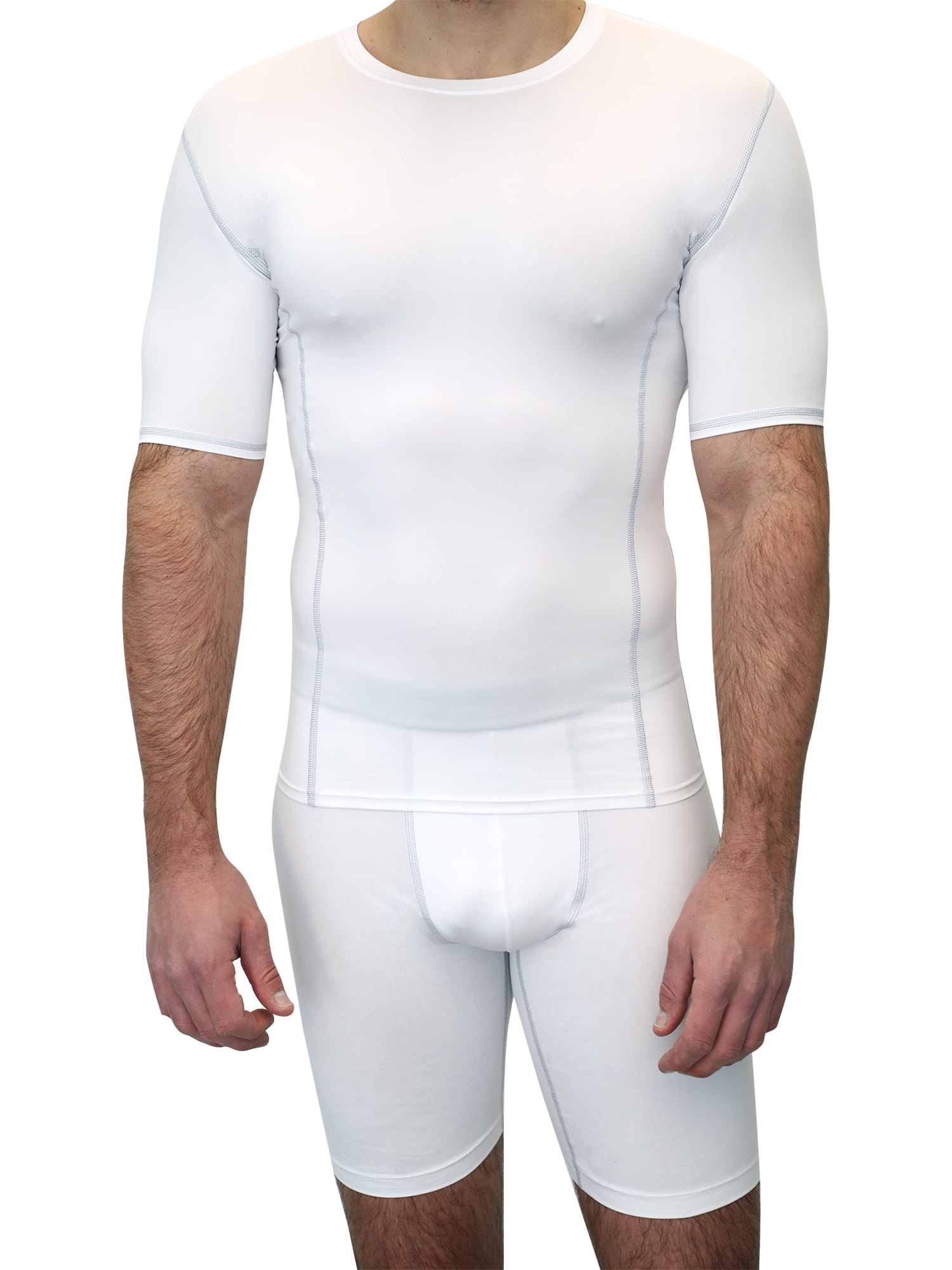 McDavid Sport Compression Shirt with Short Sleeves, White, Adult Small