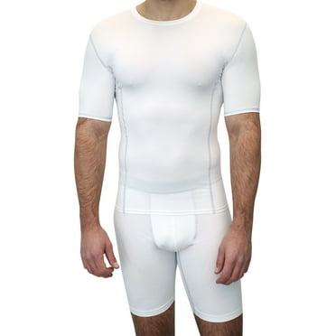Athletic Works Adult Compression Crewneck Tee, Large, White, Unisex, 1 Pack