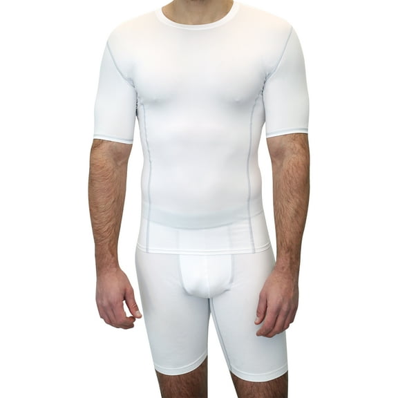 Athletic Works Adult Compression Crewneck Tee, Large, White, Unisex, 1 Pack