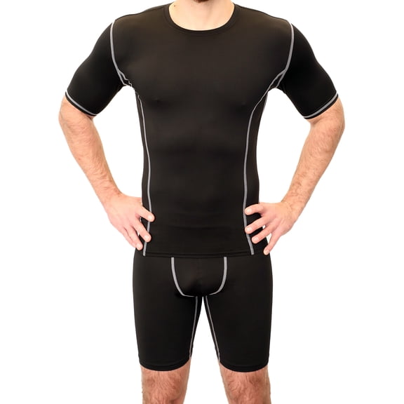 Athletic Works Adult Compression Crewneck Tee, Small, Black, Unisex, 1 Pack