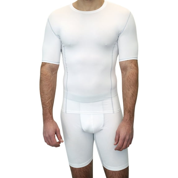 Athletic Works Adult Compression Crewneck Tee, Small, White, Unisex, 1 Pack