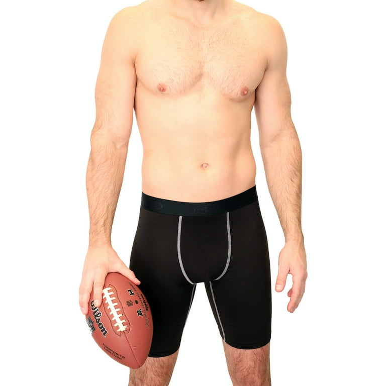 Athletic Works Compression Long Shorts for Adults, Unisex, Black