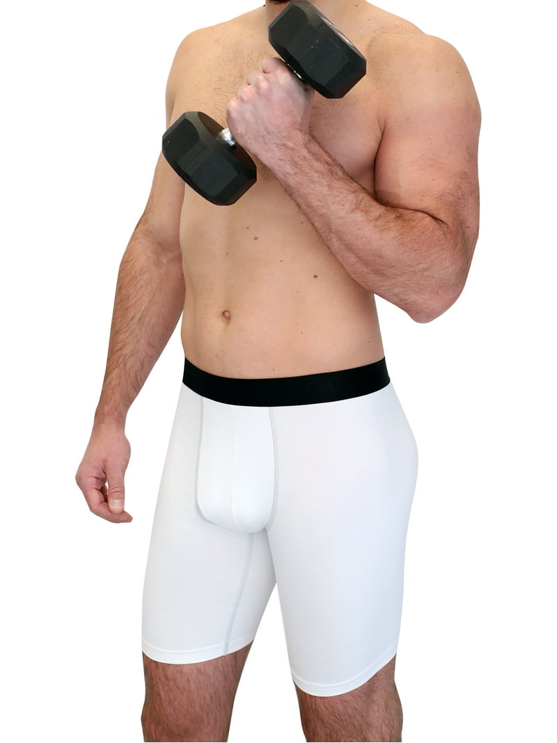 Athletic Works Adult Compression Long Shorts White, Moisture