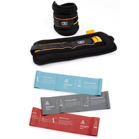 Athletic Works Ankle & Wrist Weights with Reebok Delta Loop Band 3-Pack Fitness Bundle