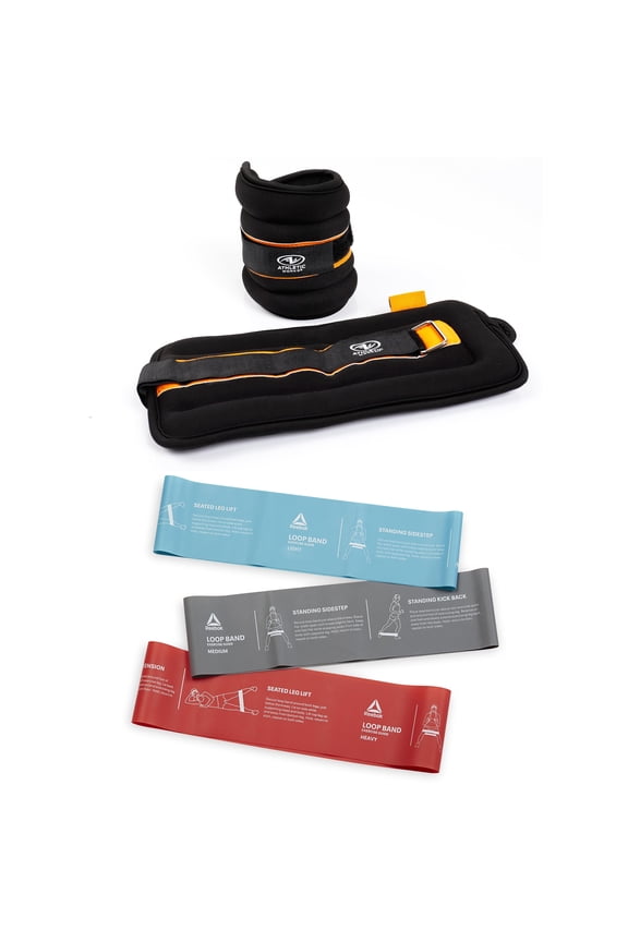 Ankle & Wrist Weights with Reebok Delta Loop Band 3-Pack Fitness Bundle