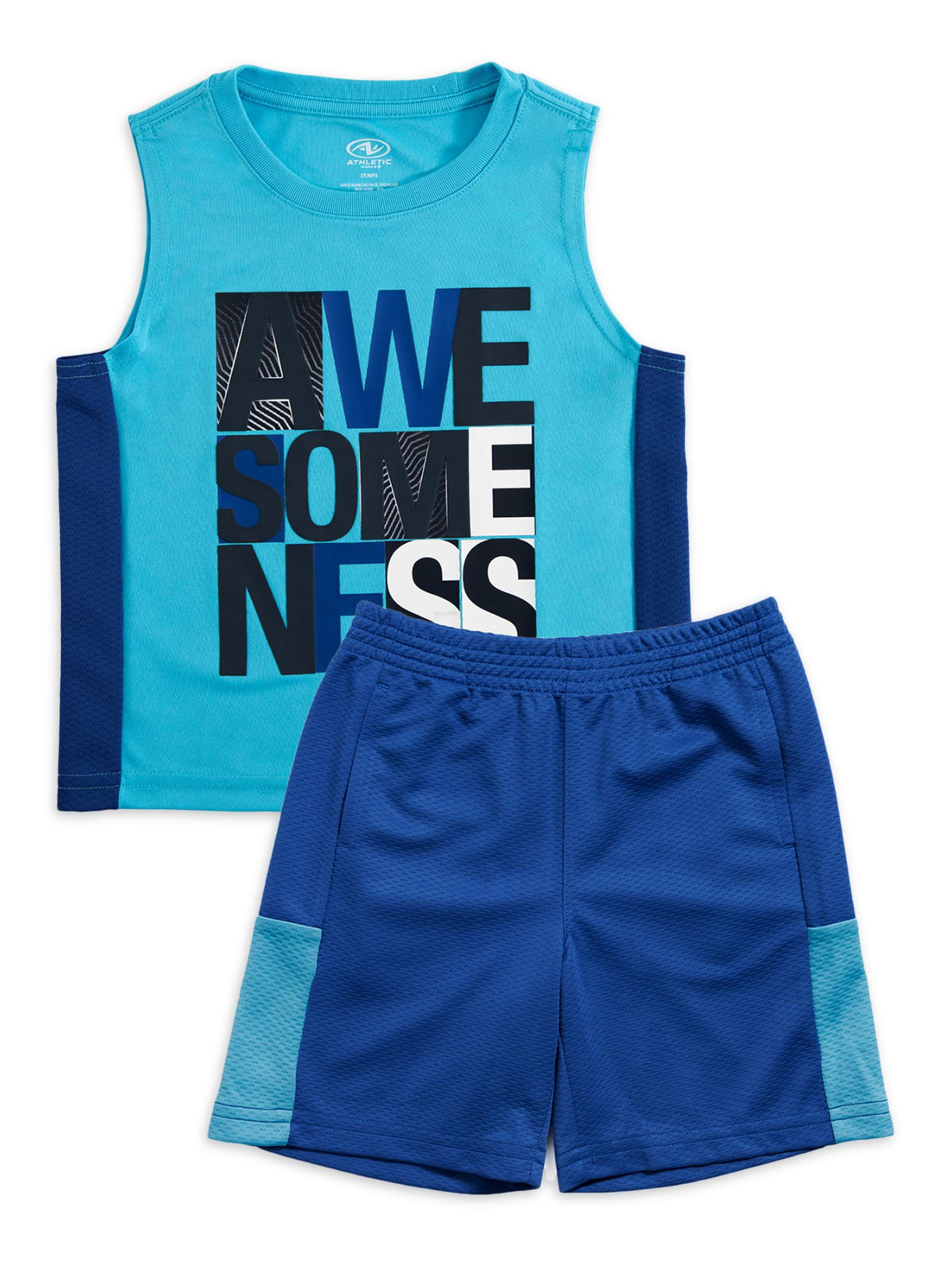 Athletic Works Baby Toddler Boy Active Tank & Shorts, 2pc Outfit Set