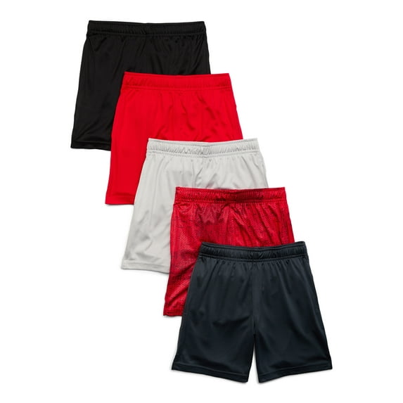 Athletic Works Boy's Active Performance Shorts, 6-Pack, Sizes 4-18 & Husky