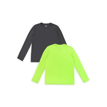 Athletic Works Boy's Active Solid Long Sleeve 2-Pack Tee, Sizes 4-18 & Husky
