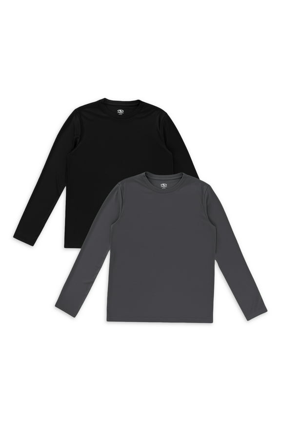 Boy's Active Solid Long Sleeve 2-Pack Tee, Sizes 4-18 & Husky