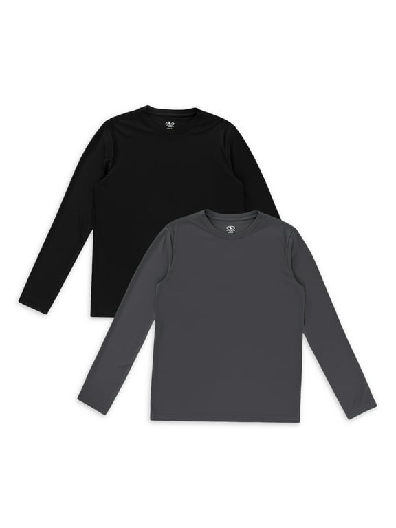 Boy's Active Solid Long Sleeve 2-Pack Tee, Sizes 4-18 & Husky