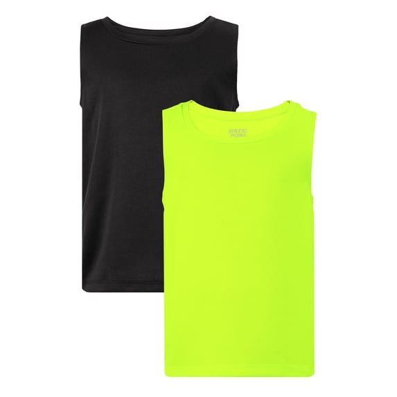 Athletic Works Boys Core Active Muscle Tank Top, 2-Pack, Sizes 4-18 & Husky