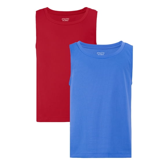 Athletic Works Boys Core Active Muscle Tank Top, 2-Pack, Sizes 4-18 & Husky
