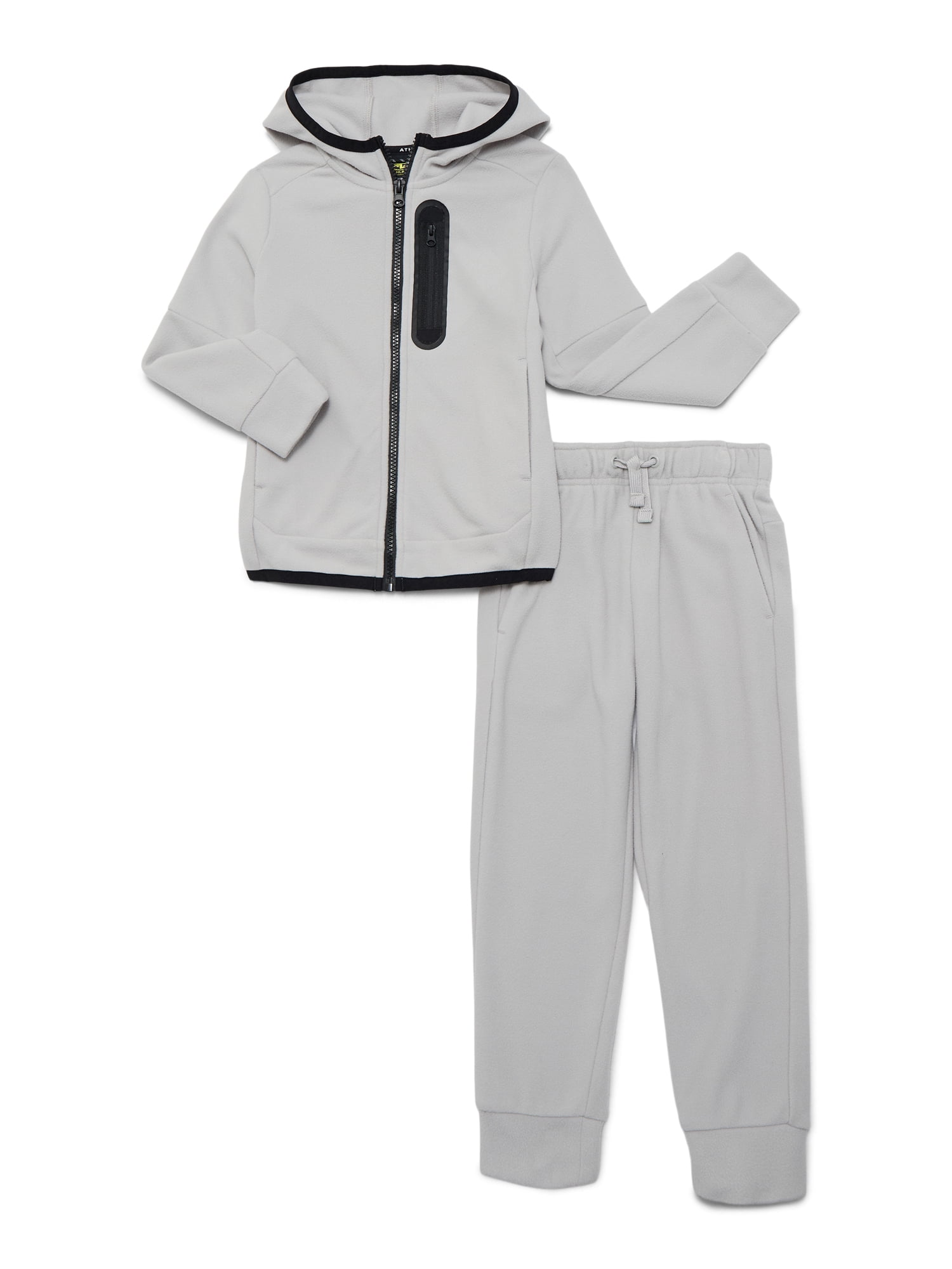 Athletic Works Boys Microfleece Zip Hoodie and Jogger Pants Set, 2-Piece, Sizes 4-18 & Husky