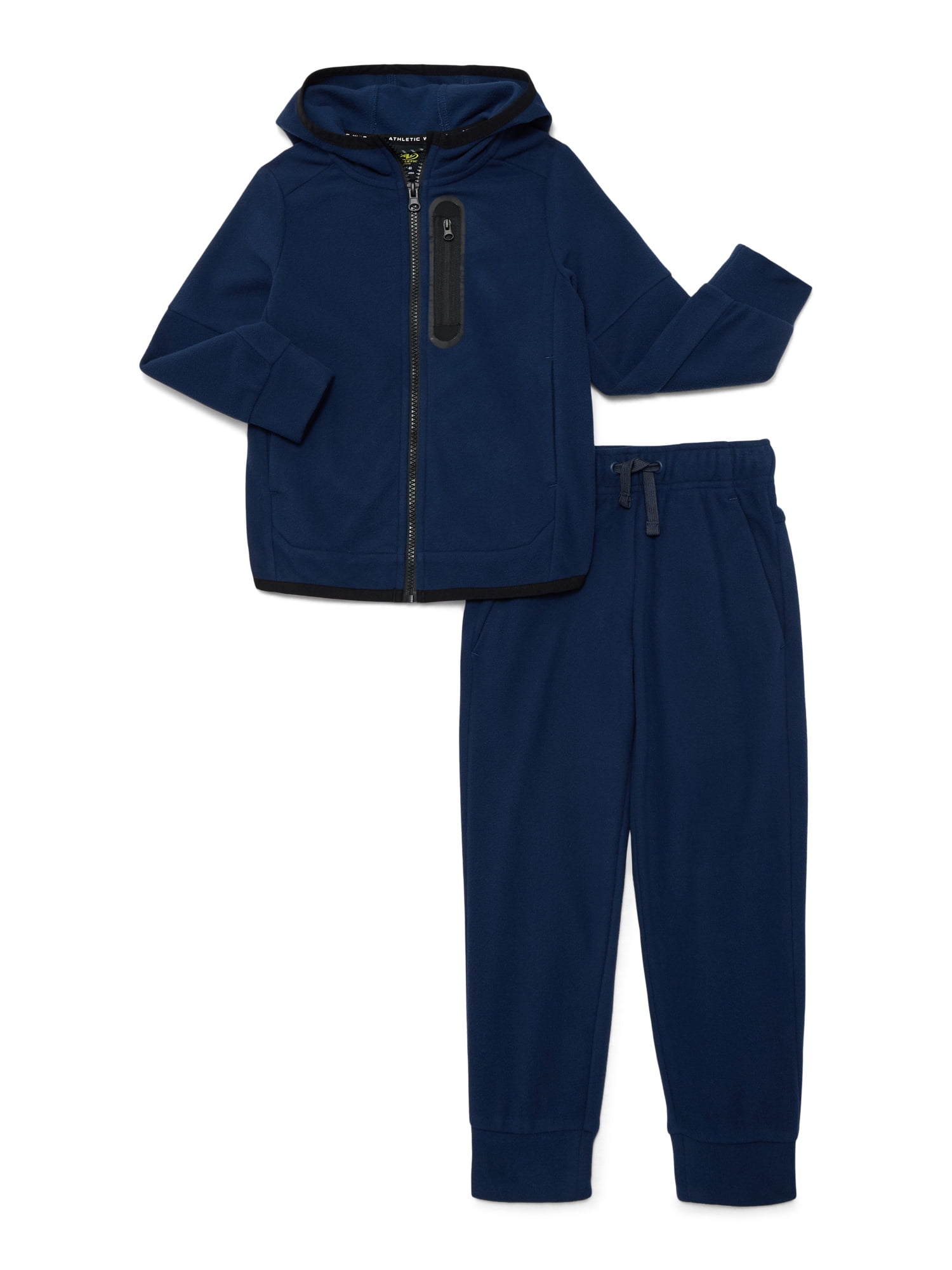 Athletic Works Boys Microfleece Zip Hoodie and Jogger Pants Set, 2-Piece, Sizes 4-18 & Husky