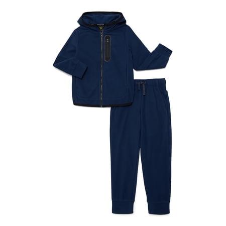Athletic Works Boys Microfleece Zip Hoodie and Jogger Pants Set, 2-Piece, Sizes 4-18 & Husky