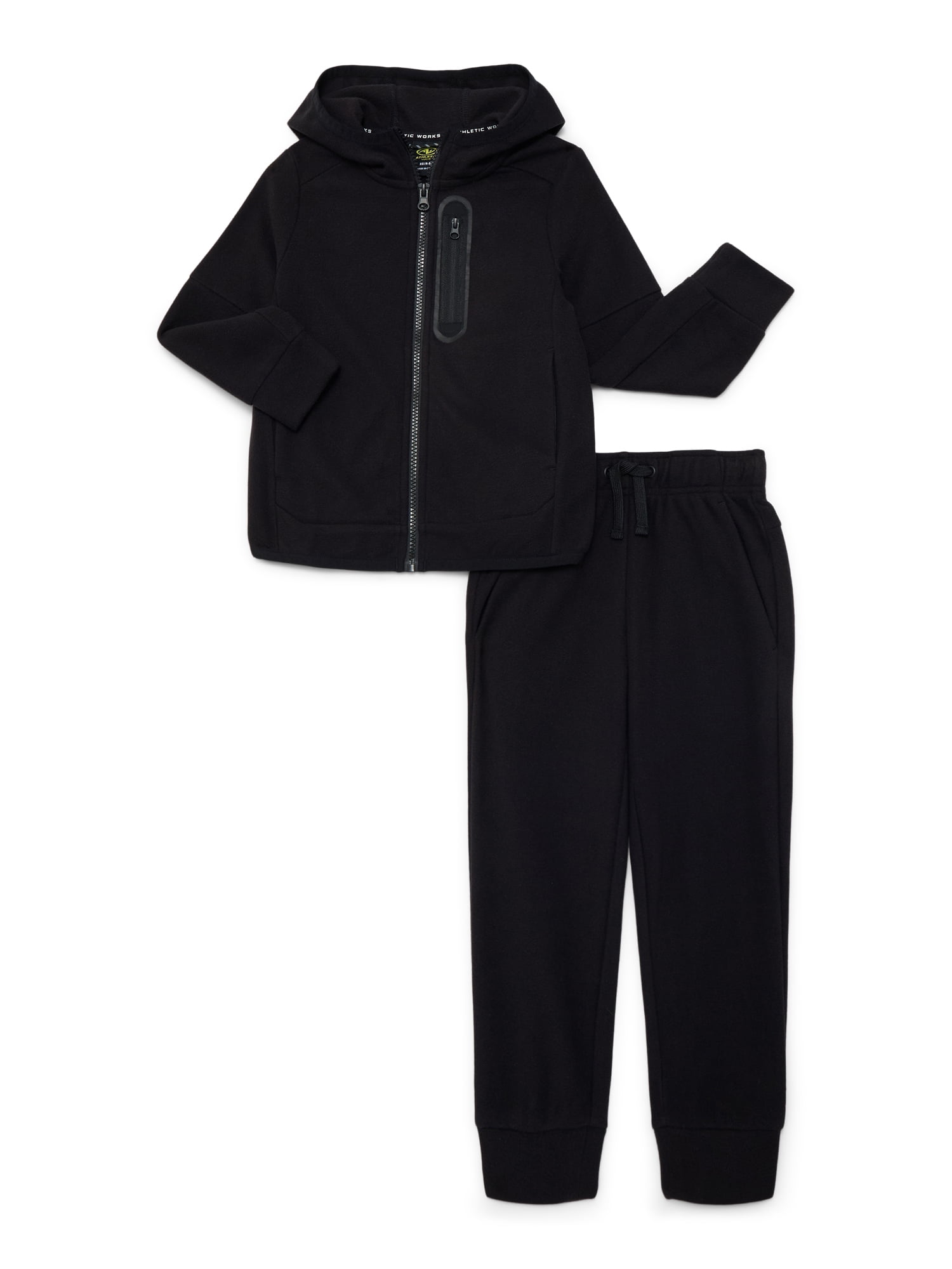 Athletic Works Boys Microfleece Zip Hoodie and Jogger Pants Set, 2-Piece, Sizes 4-18 & Husky