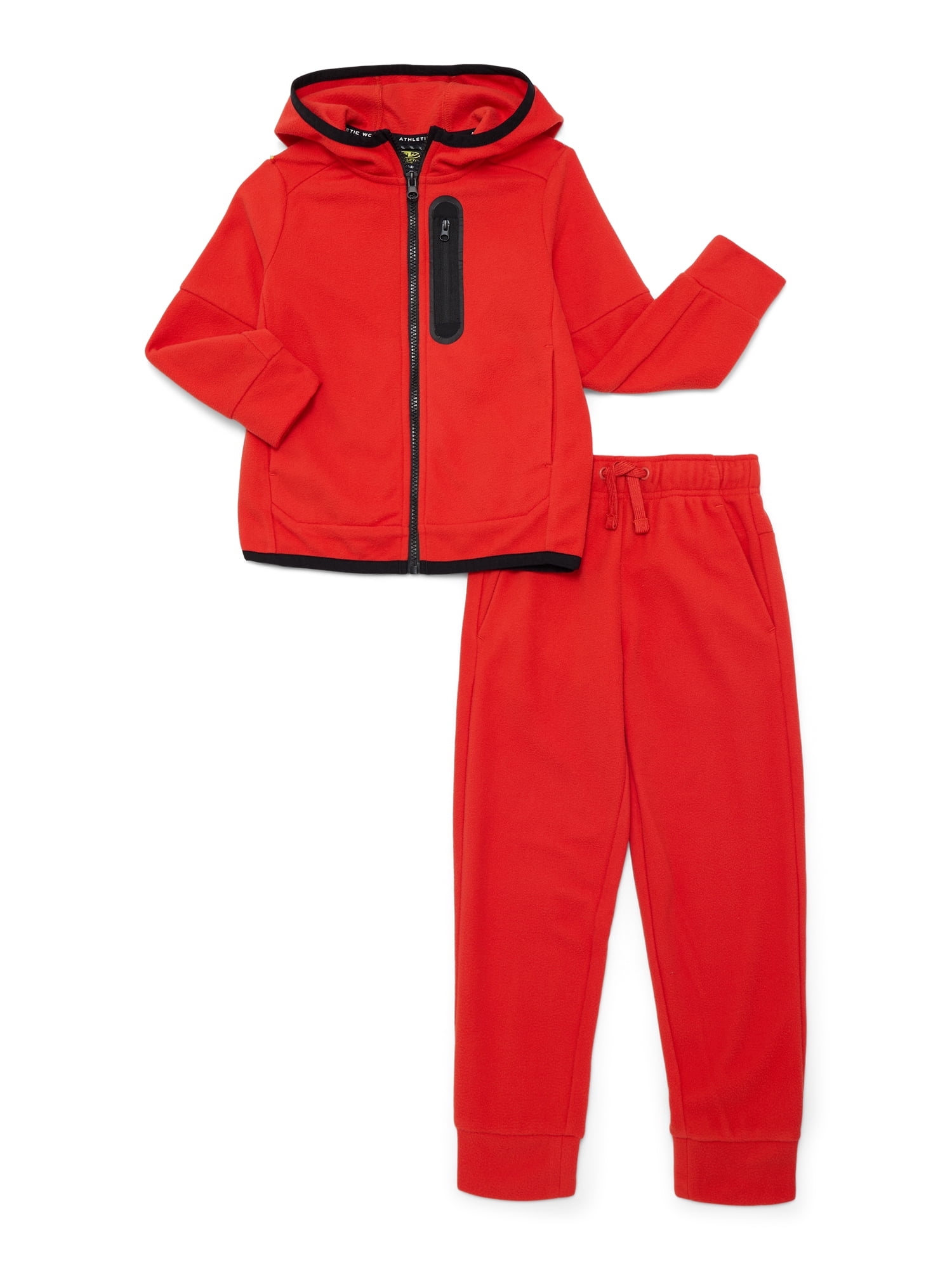 Athletic Works Boys Microfleece Zip Hoodie and Jogger Pants Set, 2-Piece, Sizes 4-18 & Husky