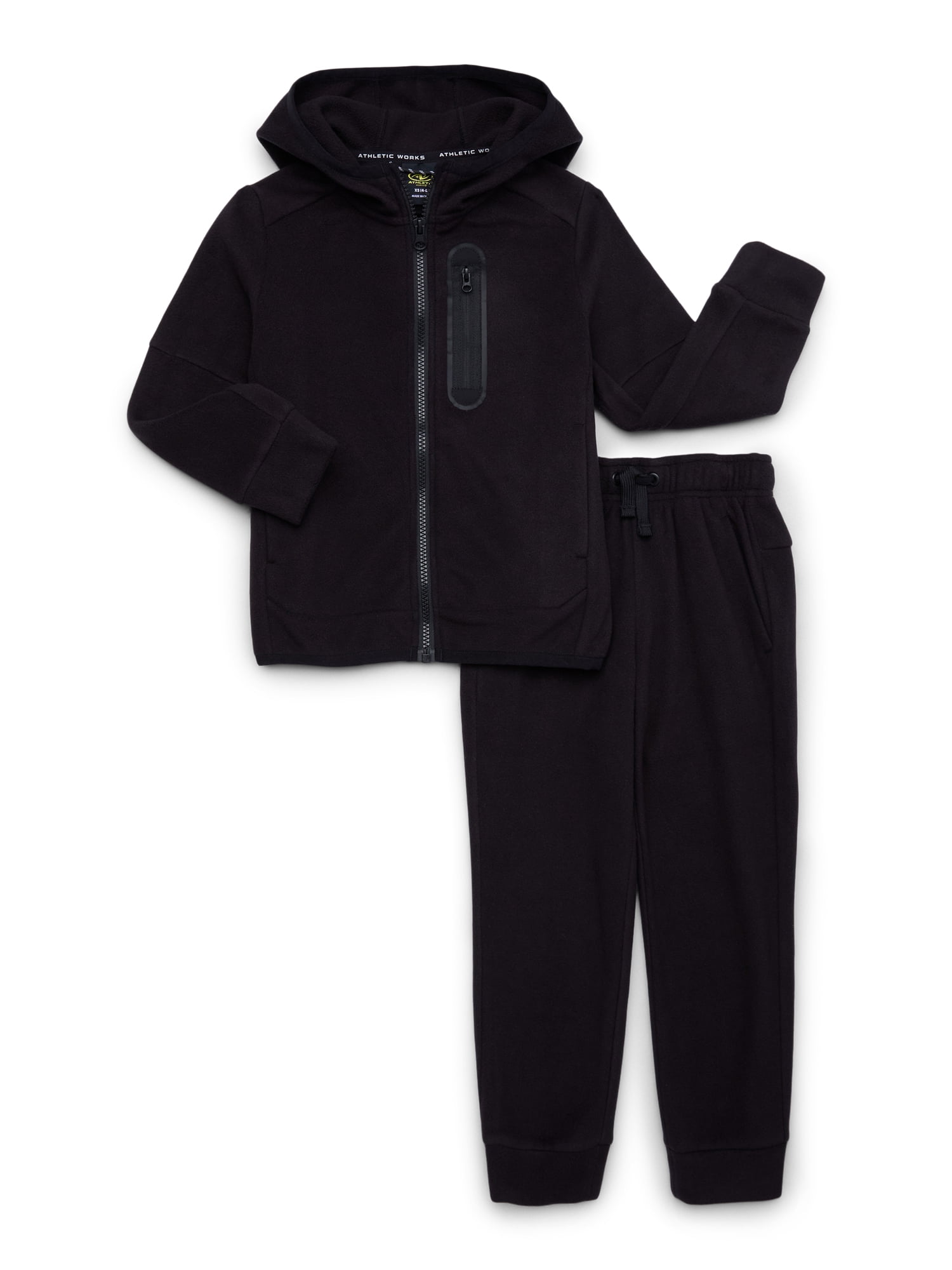 Athletic Works Boy's Microfleece Hoodie and Pant, 2-Piece Set, Sizes 4-18 & Husky