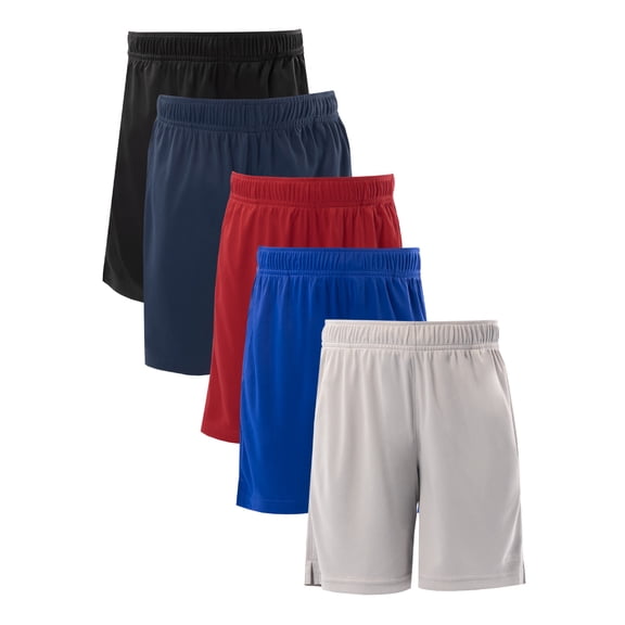 Athletic Works Boy's Performance Shorts, 5-Pack, Sizes 4-18 & Husky